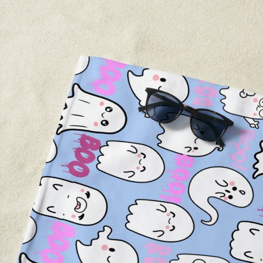 Serviette De Plage Boo, sensation fantomatique.b L Bleu BG (En situation)