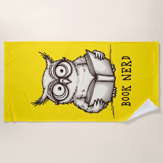 Serviette De Plage Book nerd owl (Devant)