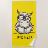 Serviette De Plage Book nerd owl (Devant)