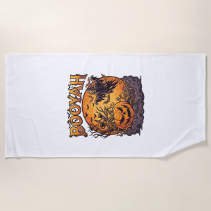Serviette De Plage Booyah Halloween Citrouille Faucheuse Lune Orange_