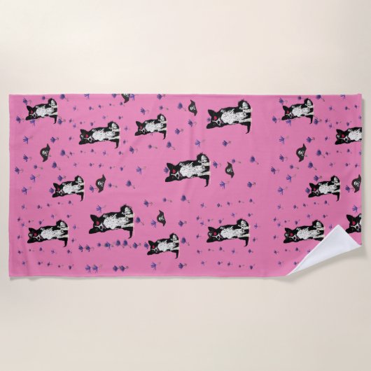 Serviette De Plage Border Collie chien pirate (Devant)