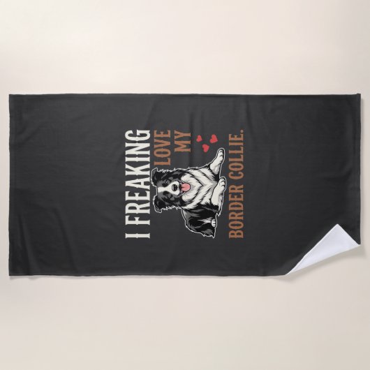 Serviette De Plage Border Collie drôle d'amour de chien (Devant)