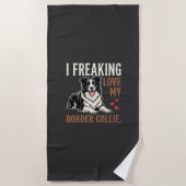 Serviette De Plage Border Collie drôle d'amour de chien (Devant)
