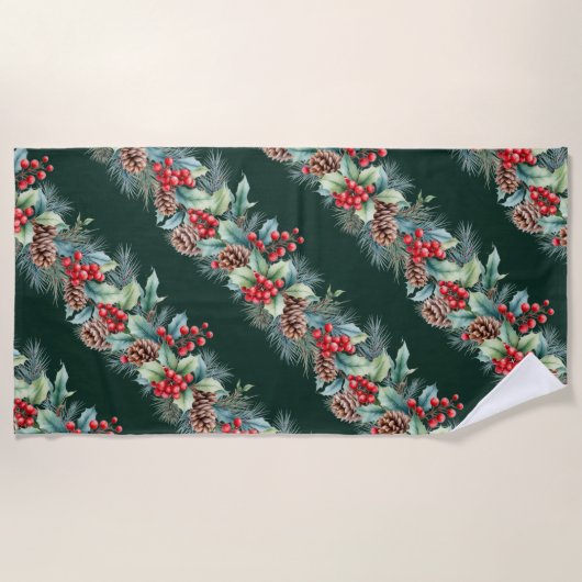 Serviette De Plage Bordure aquarelle rustique (Devant)