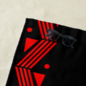 Serviette De Plage Bordure déco en rouge et noir (En situation)