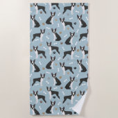 Serviette De Plage Boston Terrier Bones and Paws (Devant)