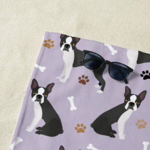 Serviette De Plage Boston Terrier Bones and Paws Beach Towne