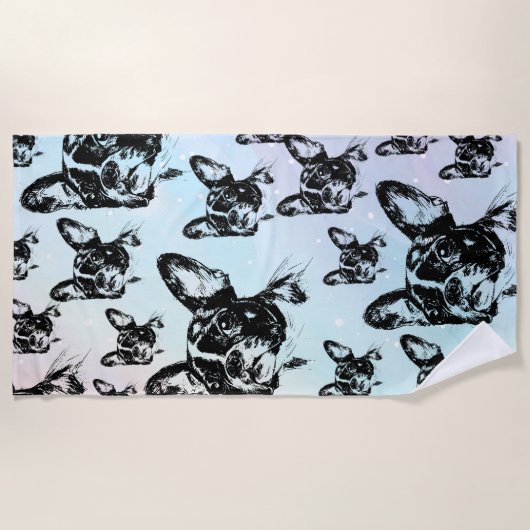 Serviette De Plage Boston Terrier Dog Design d'art chic (Devant)