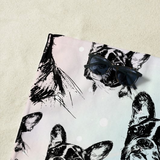 Serviette De Plage Boston Terrier Dog Design d'art chic (En situation)