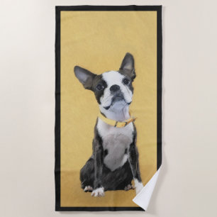 Serviette De Plage Boston Terrier Peinture - Cute Original Chien Art