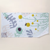Serviette De Plage Botanique Abstrait Moderne Jaune Billy Button (Devant)