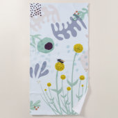 Serviette De Plage Botanique Abstrait Moderne Jaune Billy Button (Devant)