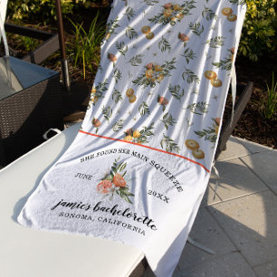 Serviette De Plage Botanique de Tangerine   Citrus Bachelorette Week-