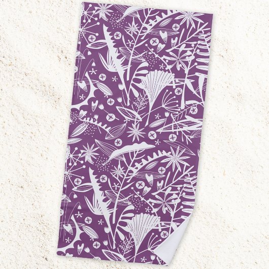 Serviette De Plage Botanique Floral Purple