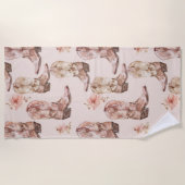Serviette De Plage Botte rose Brown Botte sud-ouest Floral (Devant)