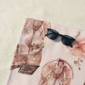 Serviette De Plage Botte rose Brown Botte sud-ouest Floral (En situation)