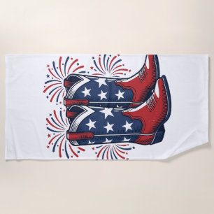 Serviette De Plage Bottes de cowboy patriotiques conception de chemis