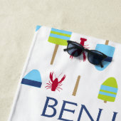 Serviette De Plage Bouée de homard rouge nautique Maison de plage per (En situation)