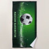 Serviette De Plage Boule de football de nom personnalisé (Devant)