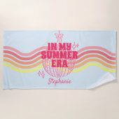 Serviette De Plage Boule Disco Rose Rétro Dans Mon Été (Devant)