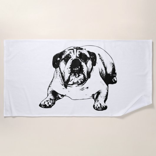 Serviette De Plage Bouledogue audacieux, saison douce (Devant)
