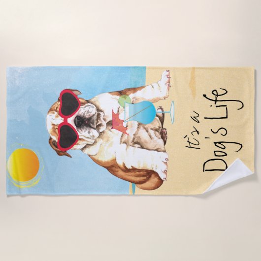 Serviette De Plage Bouledogue d'été (Devant)