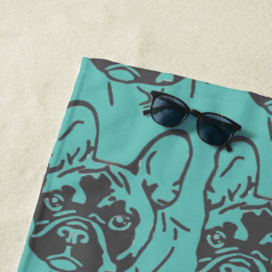 Serviette de plage bouledogue français