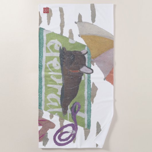 Serviette De Plage Bouledogue français Brindle, Frenchie, moderne (Devant)