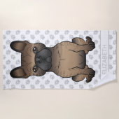 Serviette De Plage Bouledogue français bringé / Frenchie Chien mignon (Devant)