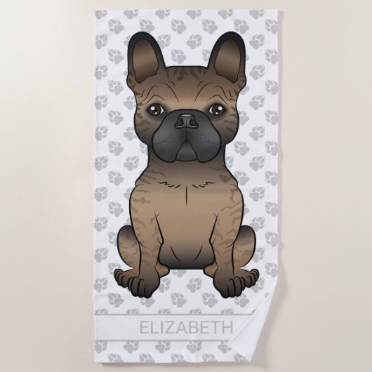 Serviette De Plage Bouledogue français bringé / Frenchie Chien mignon (Devant)