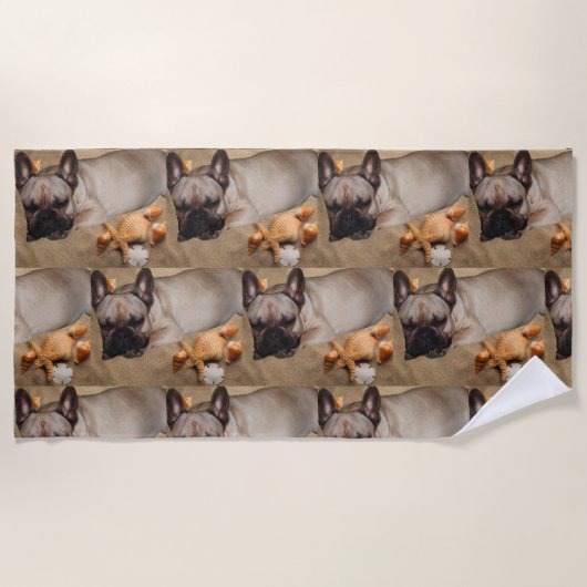 Serviette De Plage Bouledogue français loisirs Bouledogue français (Devant)