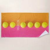 Serviette De Plage Boules de tennis de nom personnalisé (Devant)