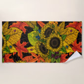 Serviette De Plage Bouquet d'automne noir (Devant)