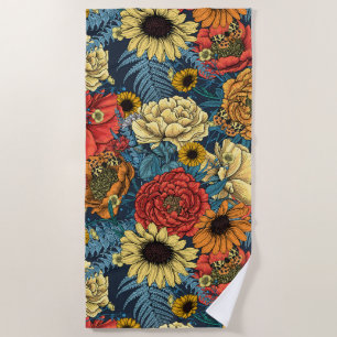 Serviette De Plage Bouquet de fleurs - roses, pivoines, marguerites e