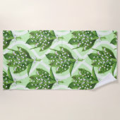 Serviette De Plage Bouquet de lys de la vallée fleurs sur vert (Devant)
