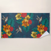 Serviette De Plage Bouquet et colibris tropicaux (Devant)