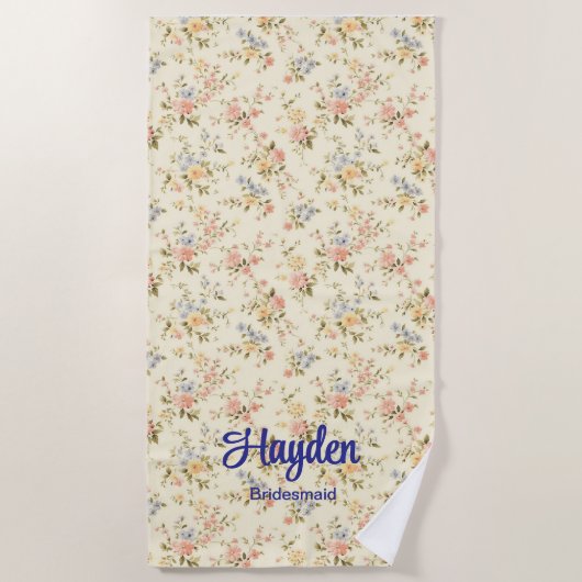 Serviette De Plage Bouquet Mixte d'ivoire Fête de Mariage Romantique  (Devant)