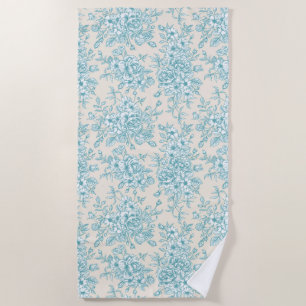 Serviette De Plage Bouquet Rose bleu Jardin Motif Floral