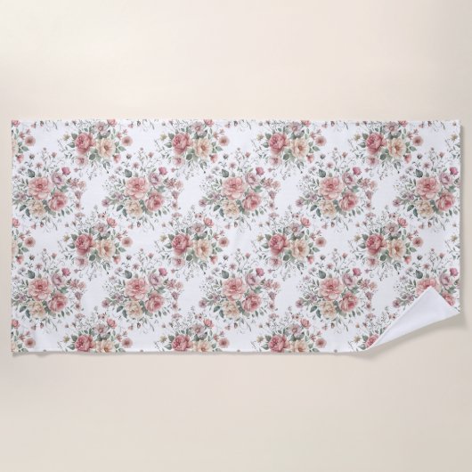 Serviette De Plage bouquets floraux vintage (Devant)