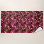 Serviette De Plage Bourgogne et Or Série Design Léopard 10 (Devant)