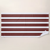 Serviette De Plage Bourgogne et rayures blanches (Devant)