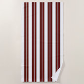 Serviette De Plage Bourgogne et rayures blanches (Devant)