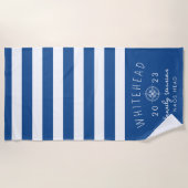 Serviette De Plage Boussole Rose nautique Bleu Royal Monogramme (Devant)