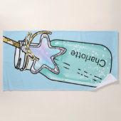 Serviette De Plage Bouteille bleu vert nom amusant (Devant)