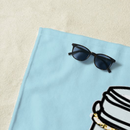 Serviette De Plage Bouteille bleu vert nom amusant (En situation)