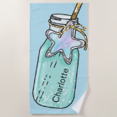 Serviette De Plage Bouteille bleu vert nom amusant (Devant)