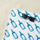Serviette De Plage Bouteille de vin bleu et blanc motif avec votre no (En situation)