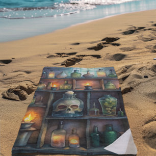 Serviette De Plage Bouteilles de potion gothique - Apothécaire foncé