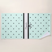 Serviette De Plage Boutique Chic Vert Menthe Pois Monogramme (Devant)