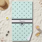 Serviette De Plage Boutique Chic Vert Menthe Pois Monogramme